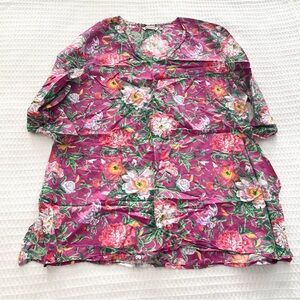 Ayurvastram Floral tunic Blouse 2X magenta